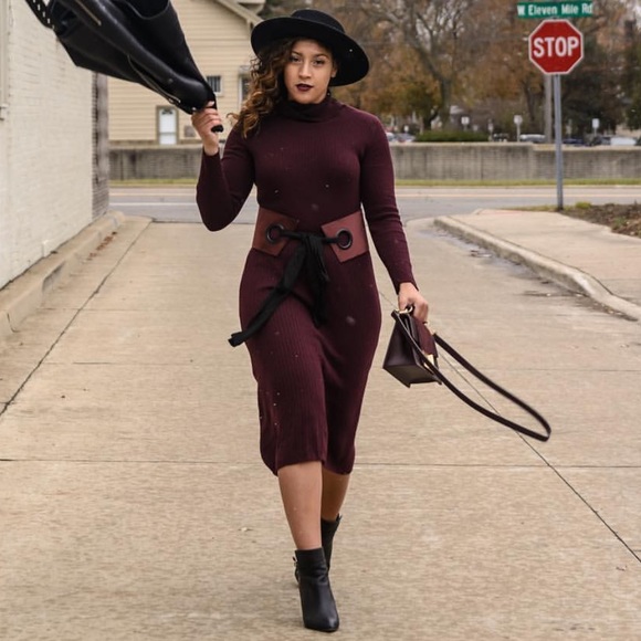 Mango Dresses & Skirts - Burgundy Midi Sweater Dress Mango Dresses & Skirts - Burgundy Midi Sweater Dress